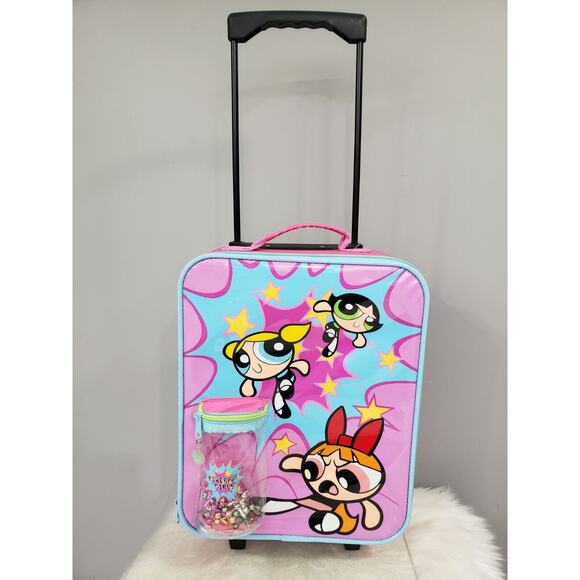 Vintage PowerPuff Girls Cartoon Network Rolling Suitcase Luggage Carry‎ On Y2k - Picture 1 of 14